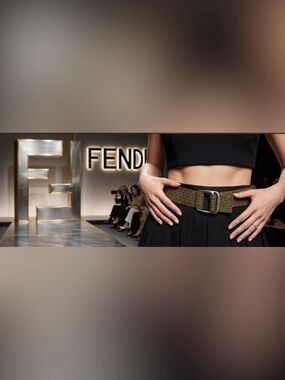 Authentic FENDI luxury designer signature canvas belt sz XS